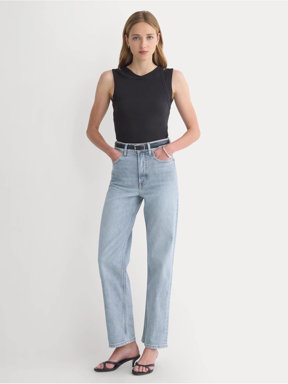 NWT Everlane Way-high High-Rise Straight Jeans in Washed out Indigo | Size 27L
